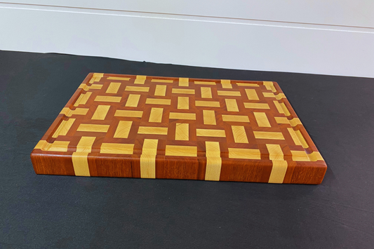 End Grain Basketweave Cutting Board – Hard Maple & Niove - 11.75" x 17.25" x 1.625"