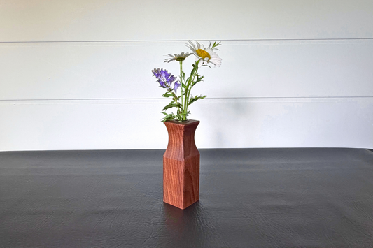 Handcrafted Faceted Walnut Bud Vase