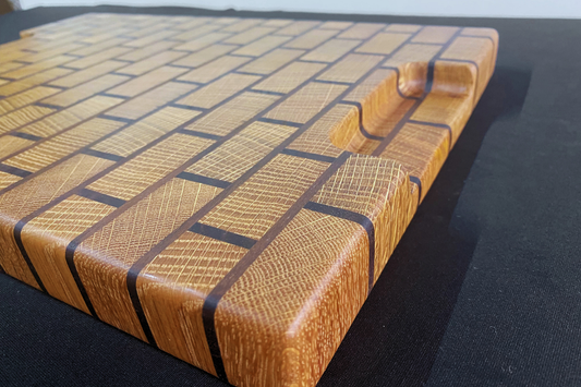 End Grain White Oak and Peruvian Walnut Cutting Board with Juice Groove- 11.5" x 16.75" x 1.25"