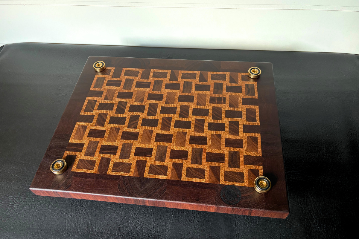Walnut & White Oak End Grain Cutting Board – Basketweave Pattern 14-3/4" x 18-7/8" x 1-7/8"