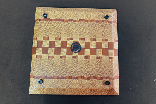 End Grain White Oak & Niove Cutting Board with Non-Slip Feet 12" x 12.25 x 1.25