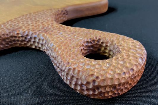 Solid Cherry Charcuterie Board with Hand-Textured Handle — 8" x 24"