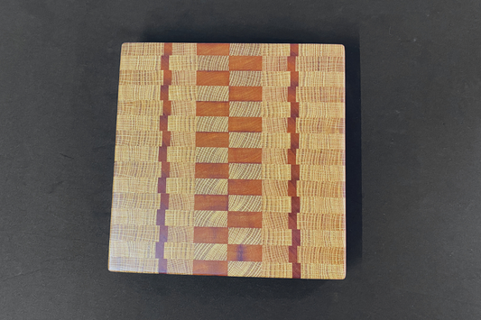 End Grain White Oak & Niove Cutting Board with Non-Slip Feet 12" x 12 x 1.25