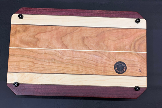 Cherry, Maple, Purple Hear and Walnut Cutting Board 10.5" x 16" x .75"