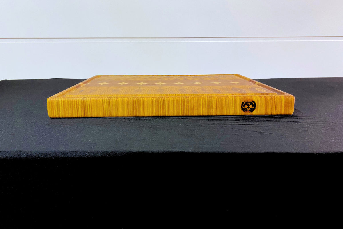 End Grain Canary Wood & Cherry Cutting Board - 12.25" x 16" x 1.375"