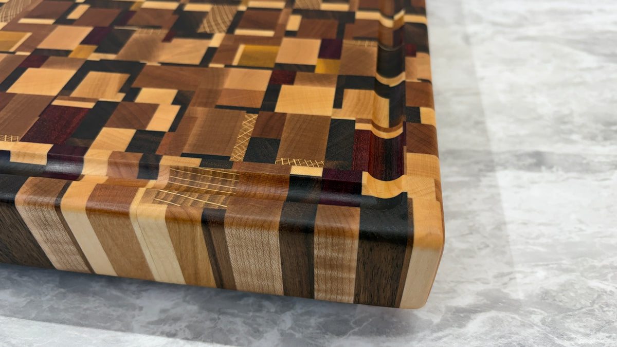 Chaos Pattern End Grain Cutting Board 11-1/2" x 16-1/4" x 1-3/4"