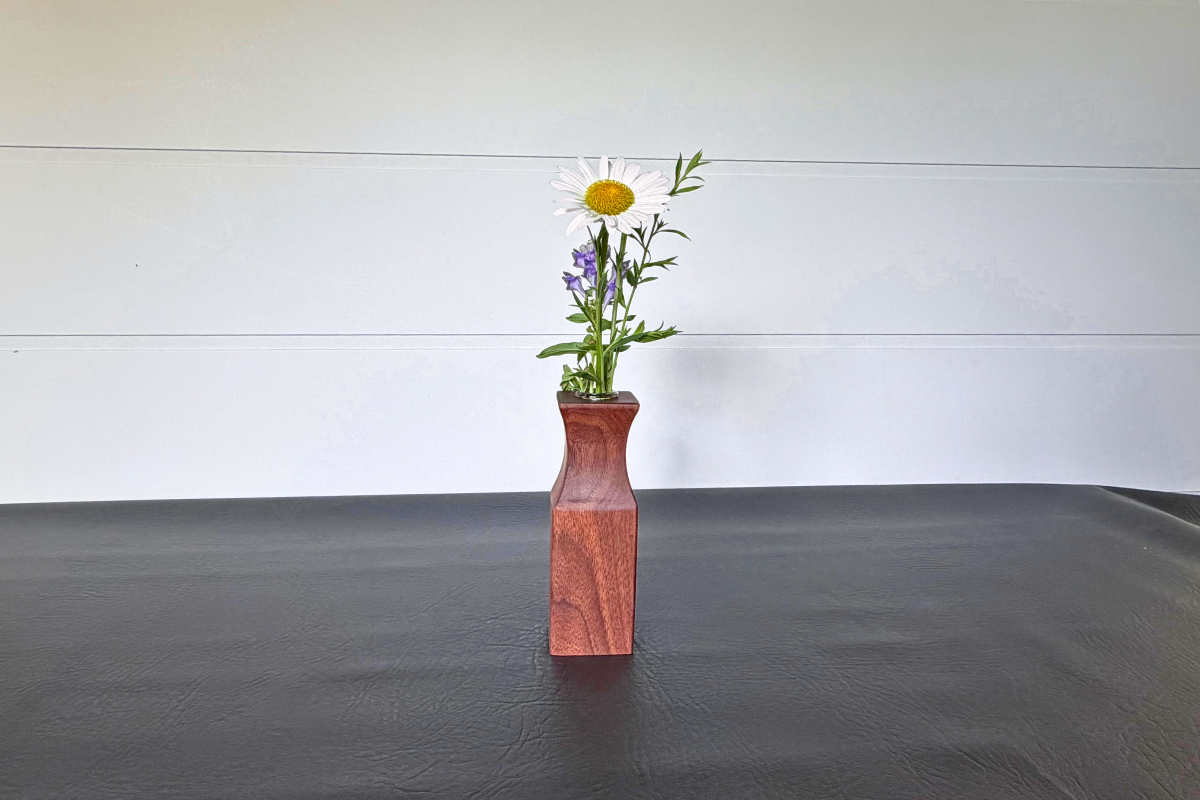 Handcrafted Faceted Walnut Bud Vase