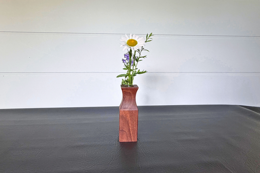 Handcrafted Faceted Walnut Bud Vase