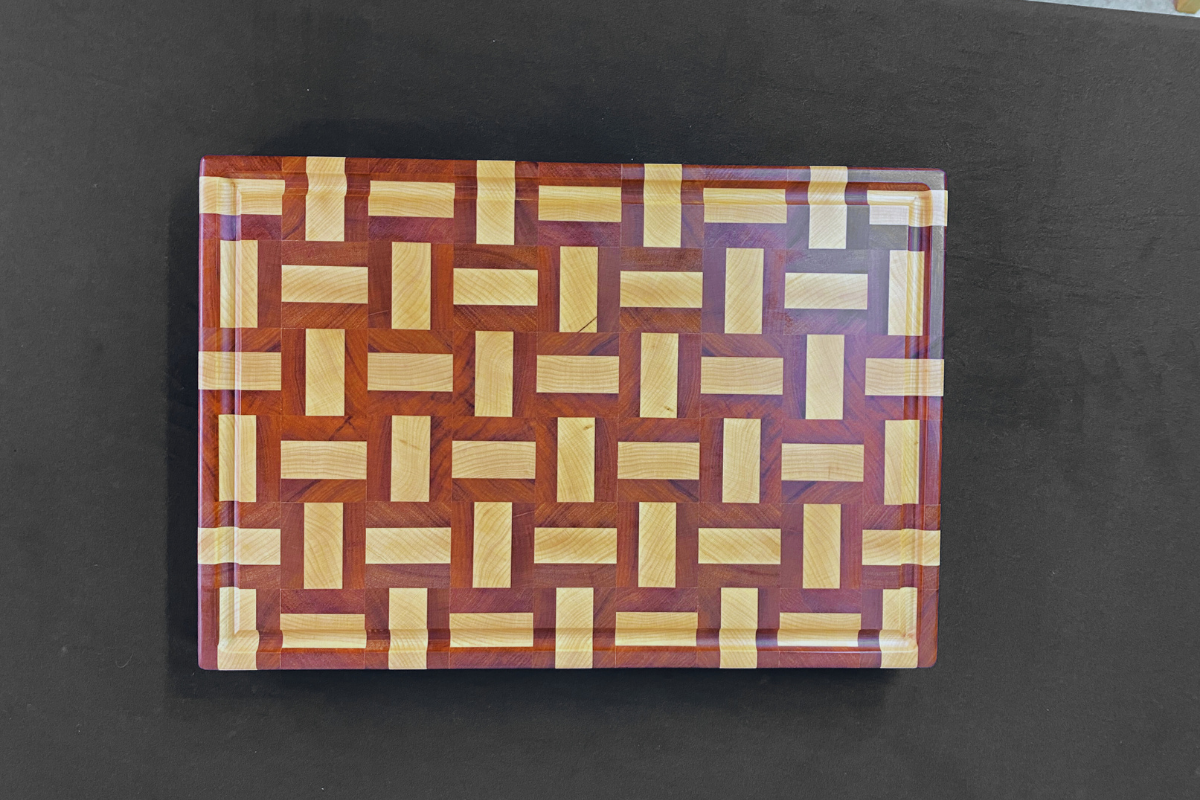 End Grain Basketweave Cutting Board – Hard Maple & Niove - 11.75" x 17.25" x 1.625"