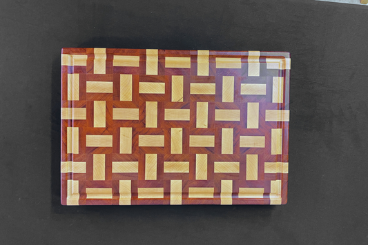 End Grain Basketweave Cutting Board – Hard Maple & Niove - 11.75" x 17.25" x 1.625"