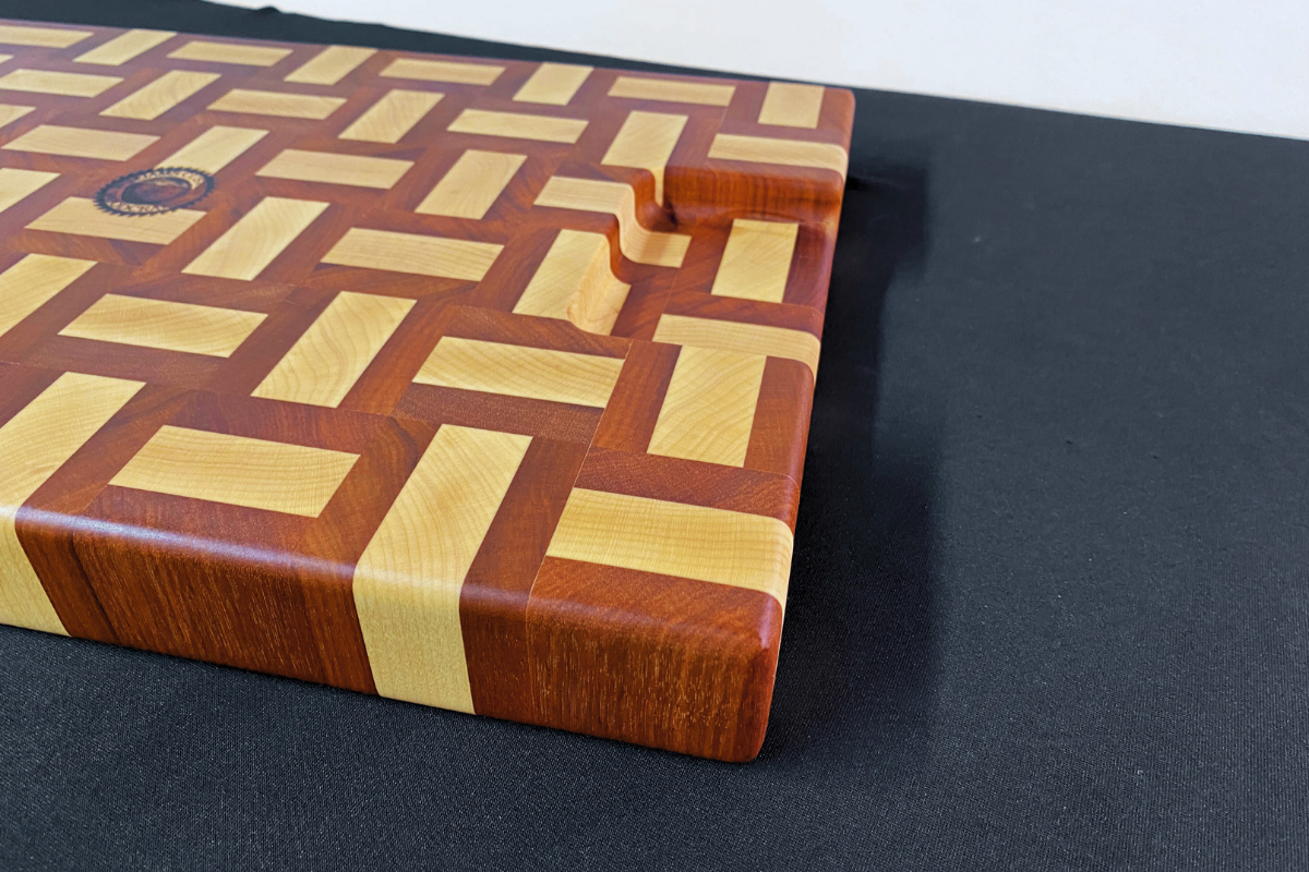End Grain Basketweave Cutting Board – Hard Maple & Niove - 11.75" x 17.25" x 1.625"
