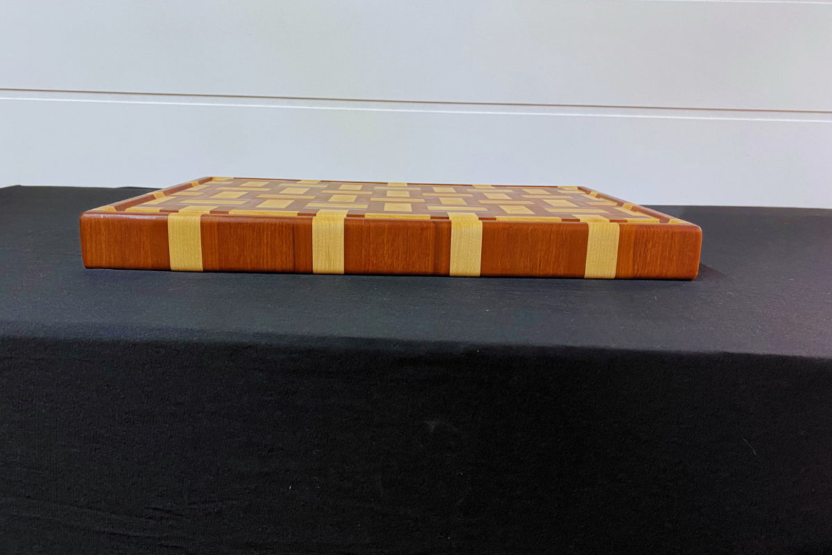 End Grain Basketweave Cutting Board – Hard Maple & Niove - 11.75" x 17.25" x 1.625"