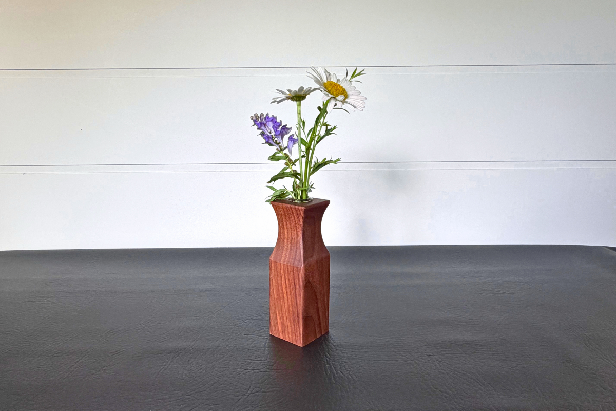 Handcrafted Faceted Walnut Bud Vase