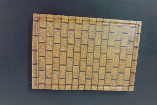 End Grain White Oak and Peruvian Walnut Cutting Board with Juice Groove- 11.5" x 16.75" x 1.25"