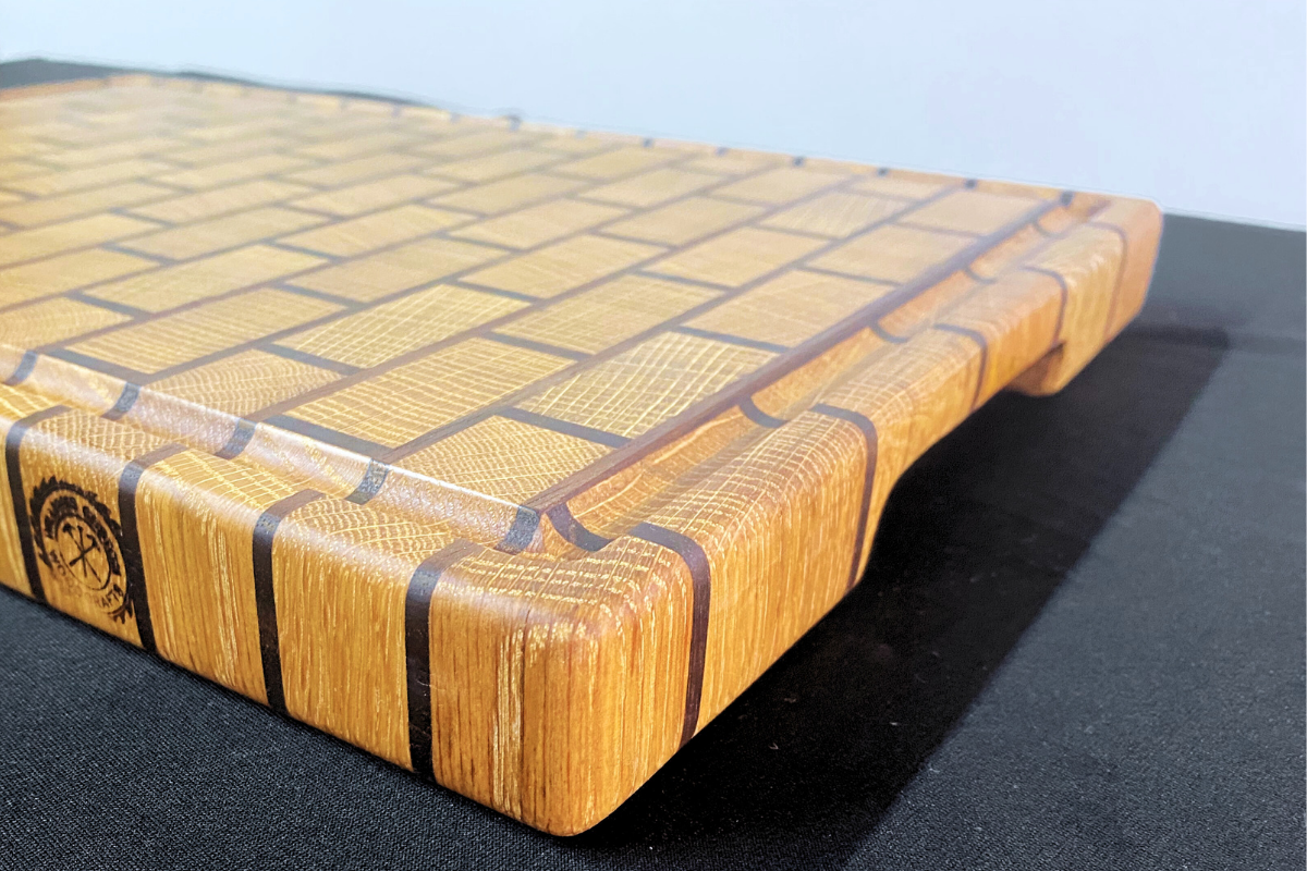 End Grain White Oak and Peruvian Walnut Cutting Board with Juice Groove- 11.5" x 16.75" x 1.25"