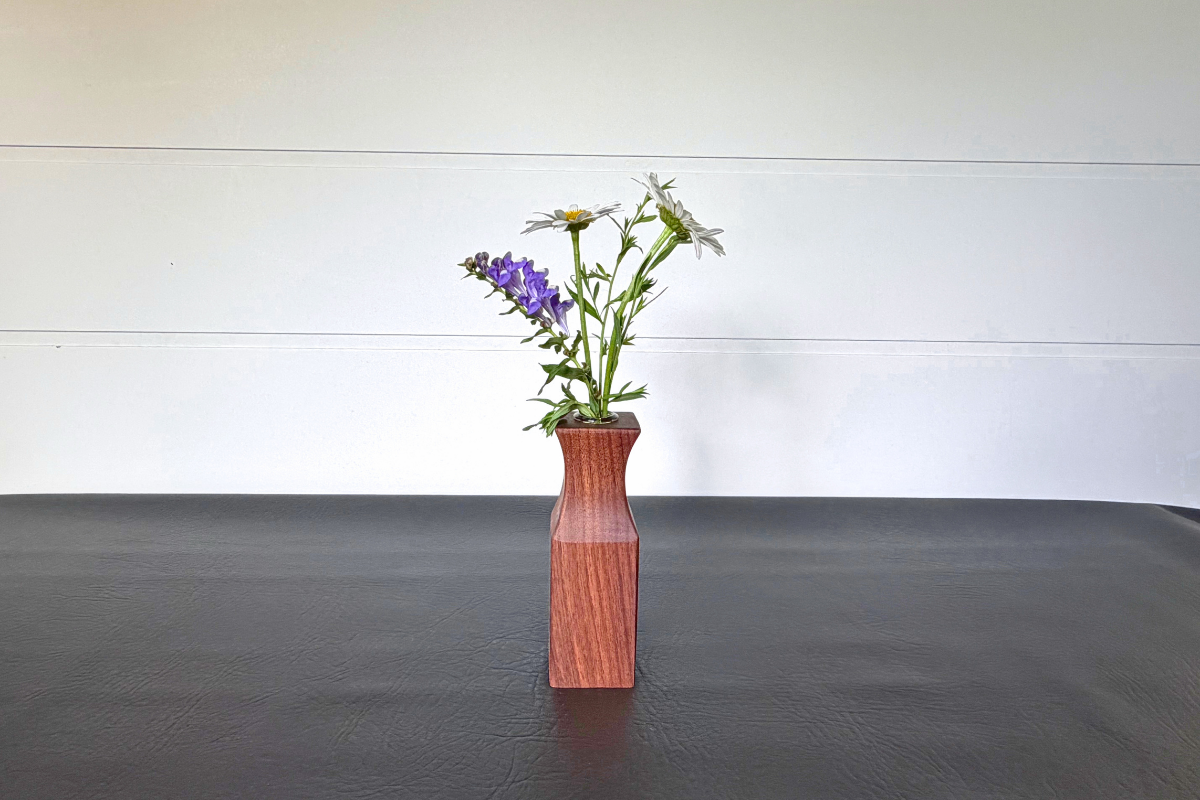 Handcrafted Faceted Walnut Bud Vase