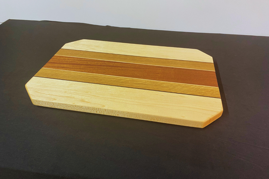 Handcrafted Cutting Board – Hard Maple, White Oak, Walnut & Tiama - 11.75" x 17.25" x .75"