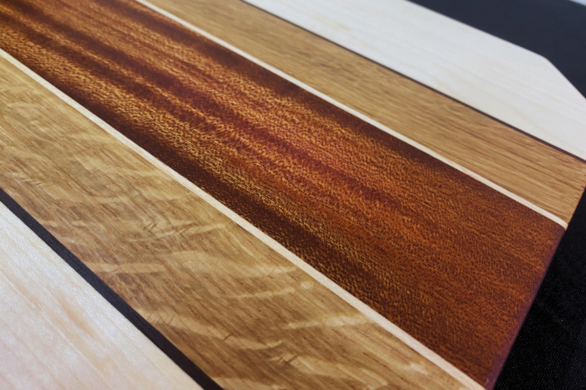 Handcrafted Cutting Board – Hard Maple, White Oak, Walnut & Tiama - 11.75" x 17.25" x .75"
