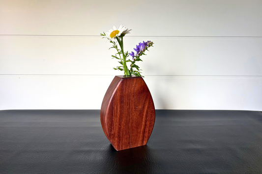Handcrafted Oval Walnut Bud Vase 2" x 5-1/2" x 7-1/2"
