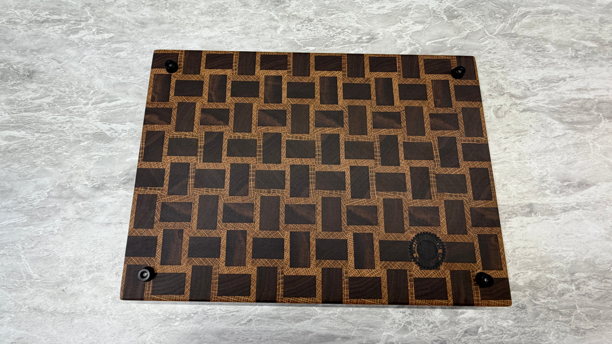 Black Walnut & White Oak End Grain Basketweave Pattern 11-1/4" x 15-1/2" x 1-1/4"