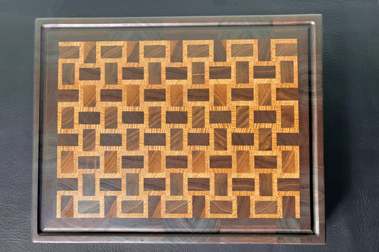 Walnut & White Oak End Grain Cutting Board – Basketweave Pattern 14-3/4" x 18-7/8" x 1-7/8"