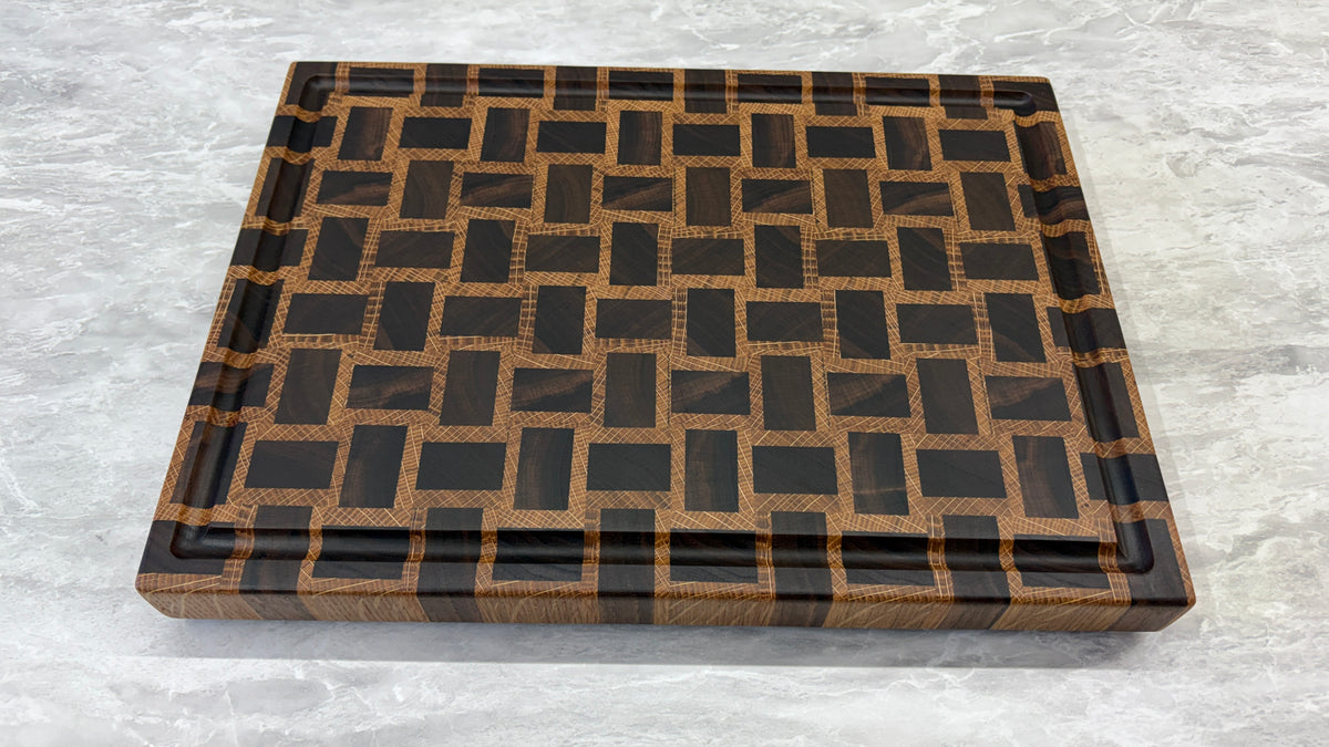 Black Walnut & White Oak End Grain Basketweave Pattern 11-1/4" x 15-1/2" x 1-1/4"