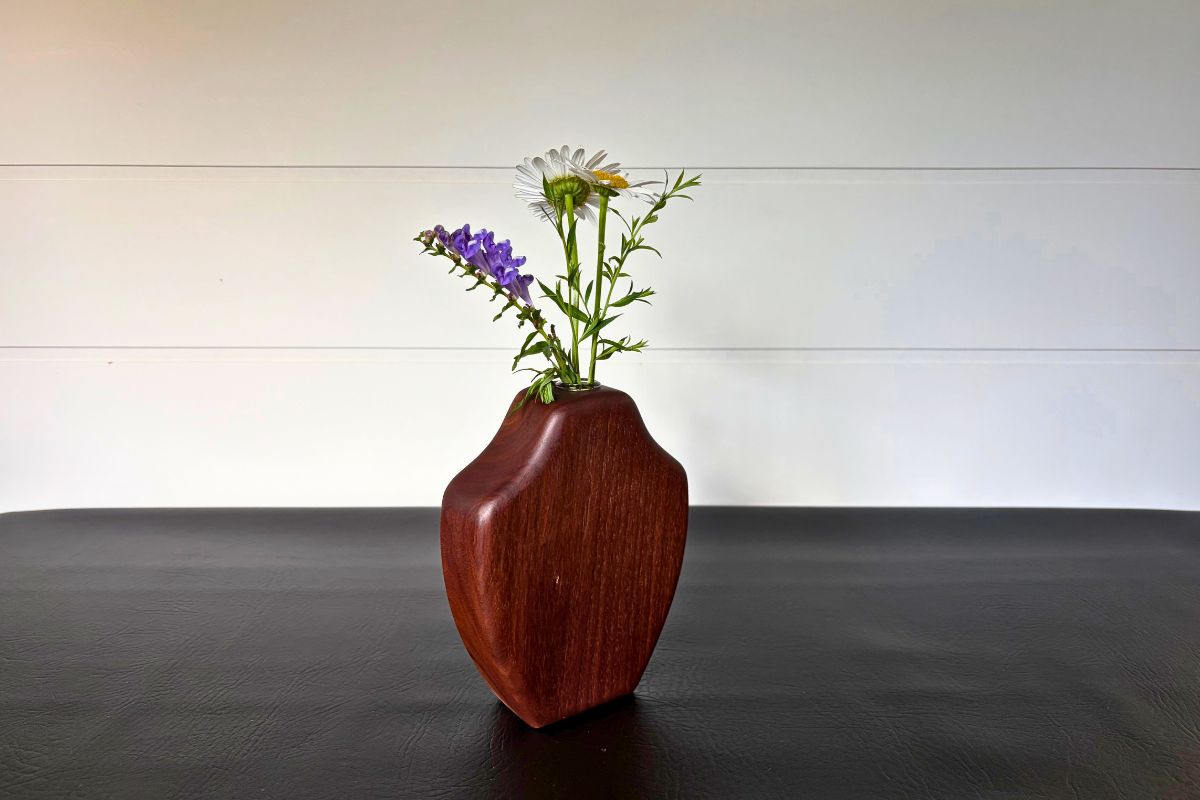 Handcrafted Walnut Bud Vase 2" x 5-1/2" x 7"