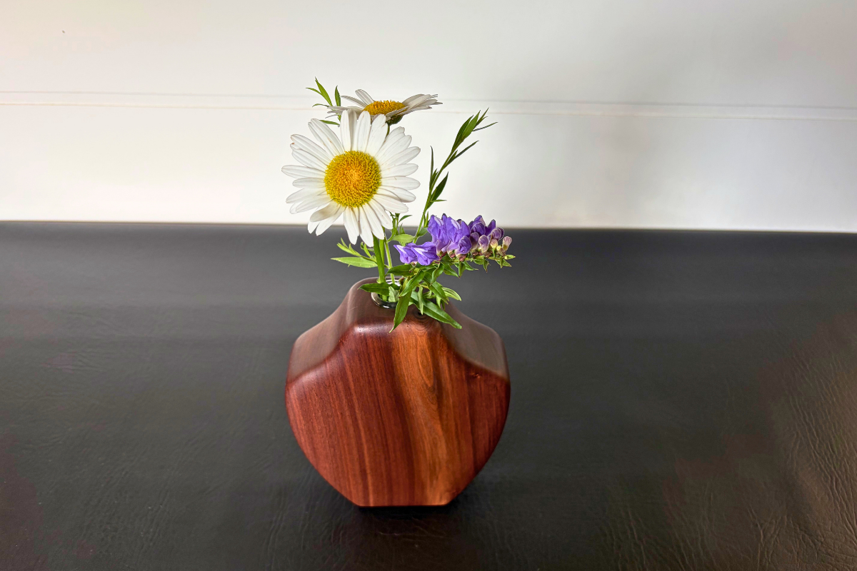 Handcrafted Walnut Bud Vase 2" x 5-1/2" x 7"