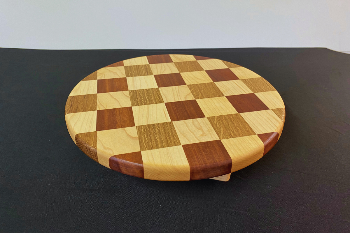 12" Gingham Lazy Susan - White Oak, Niove and Hard Maple 12" diameter .75" thick 2.25" tall