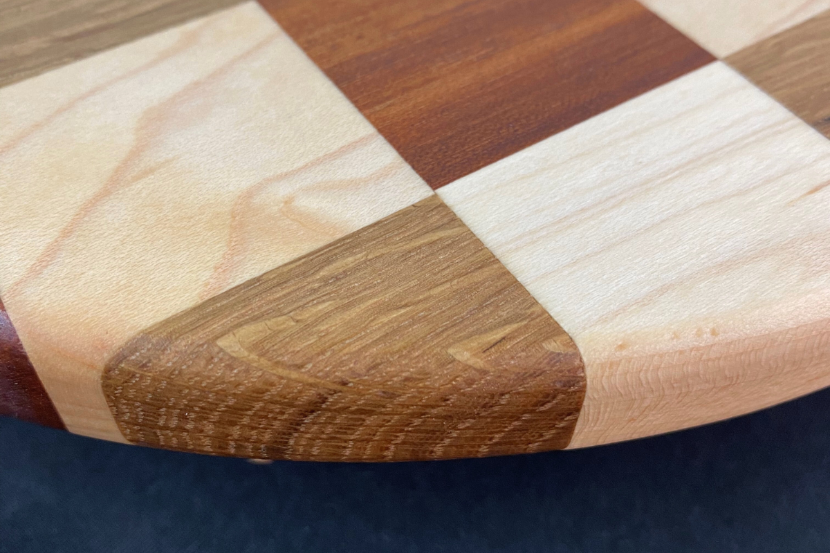 12" Gingham Lazy Susan - White Oak, Niove and Hard Maple 12" diameter .75" thick 2.25" tall