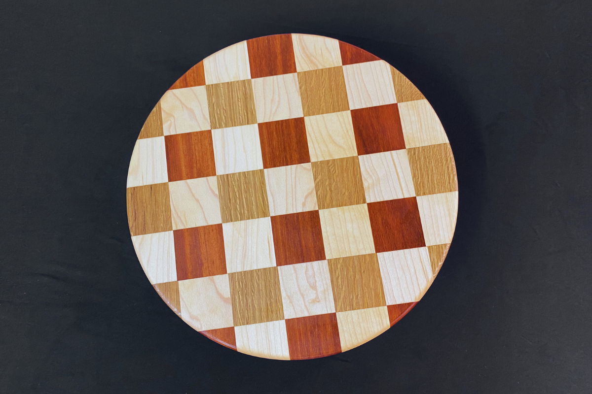 12" Gingham Lazy Susan - White Oak, Niove and Hard Maple 12" diameter .75" thick 2.25" tall