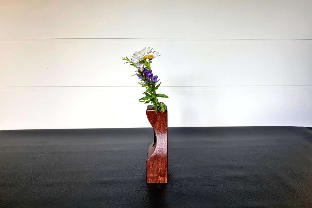 Handcrafted Faceted Walnut Bud Vase 1-3/4" x 2-3/4" x 6"