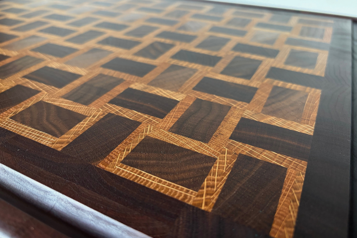 Walnut & White Oak End Grain Cutting Board – Basketweave Pattern 14-3/4" x 18-7/8" x 1-7/8"