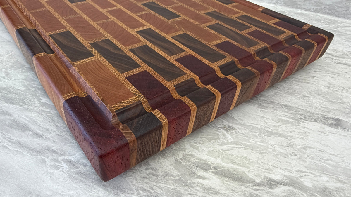 Brick Pattern End Grain Cutting Board 12" x 16" x 1-1/4"