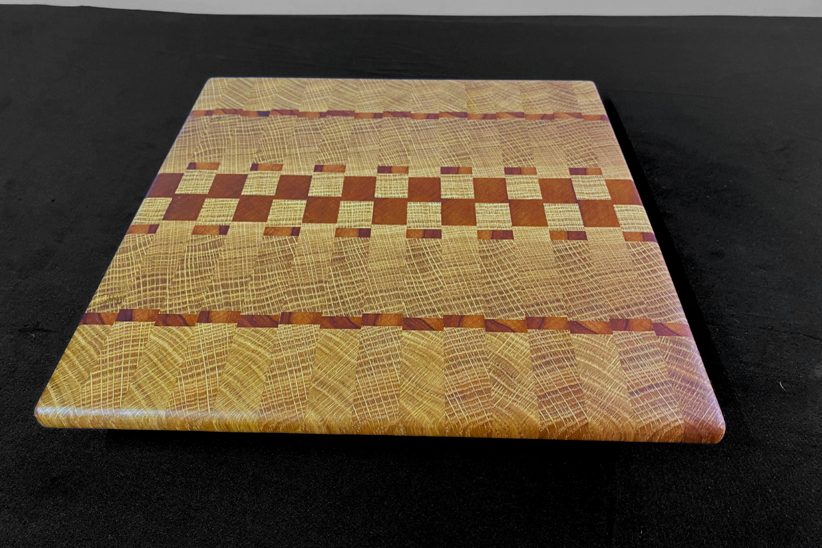 End Grain White Oak & Niove Cutting Board with Non-Slip Feet 12" x 12.25 x 1.25