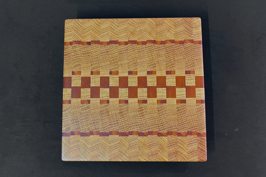 End Grain White Oak & Niove Cutting Board with Non-Slip Feet 12" x 12.25 x 1.25