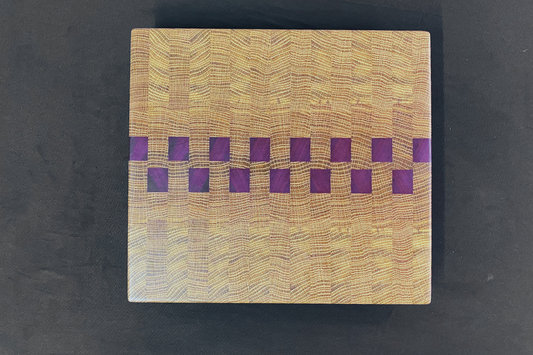 End Grain White Oak & Purple Heart Cutting Board with Non-Slip Feet 11.5" x 12.75 x 1.25"