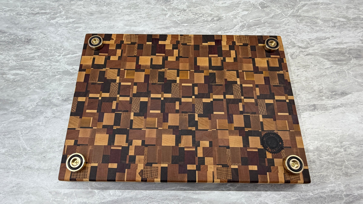 Chaos Pattern End Grain Cutting Board 11-1/2" x 16-1/4" x 1-3/4"