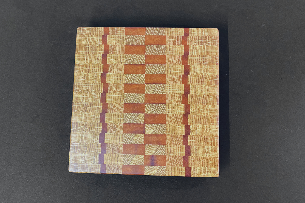 End Grain White Oak & Niove Cutting Board with Non-Slip Feet 12" x 12 x 1.25