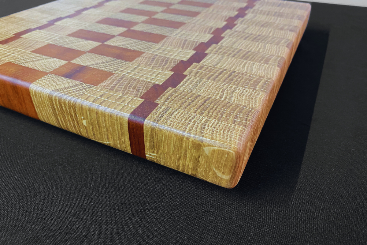 End Grain White Oak & Niove Cutting Board with Non-Slip Feet 12" x 12 x 1.25