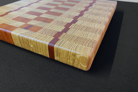 End Grain White Oak & Niove Cutting Board with Non-Slip Feet 12" x 12 x 1.25