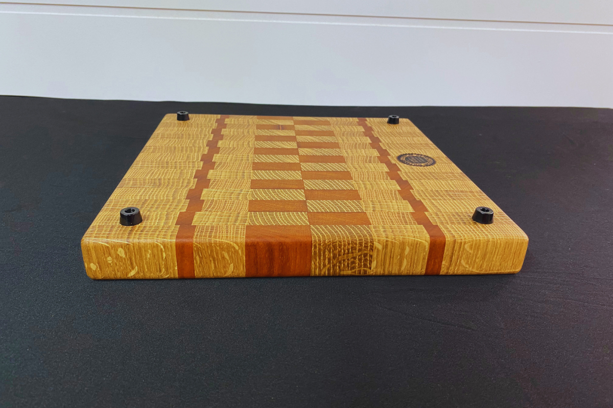 End Grain White Oak & Niove Cutting Board with Non-Slip Feet 12" x 12 x 1.25