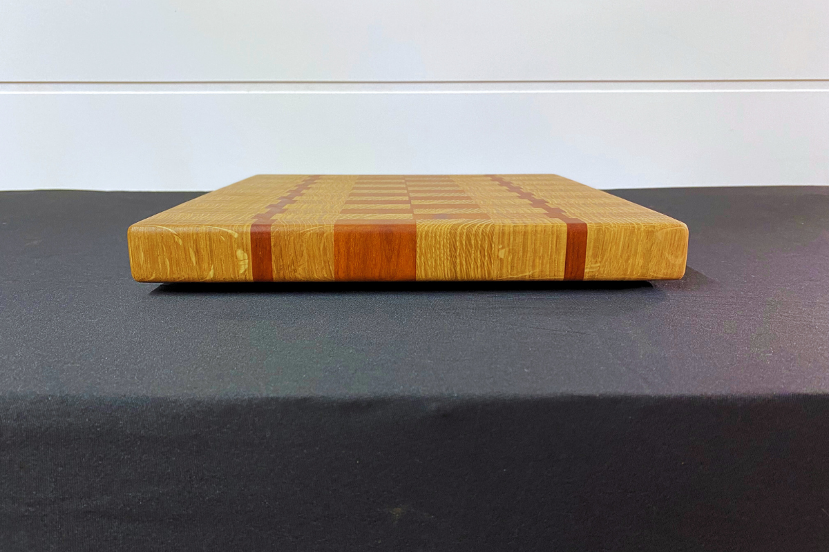 End Grain White Oak & Niove Cutting Board with Non-Slip Feet 12" x 12 x 1.25