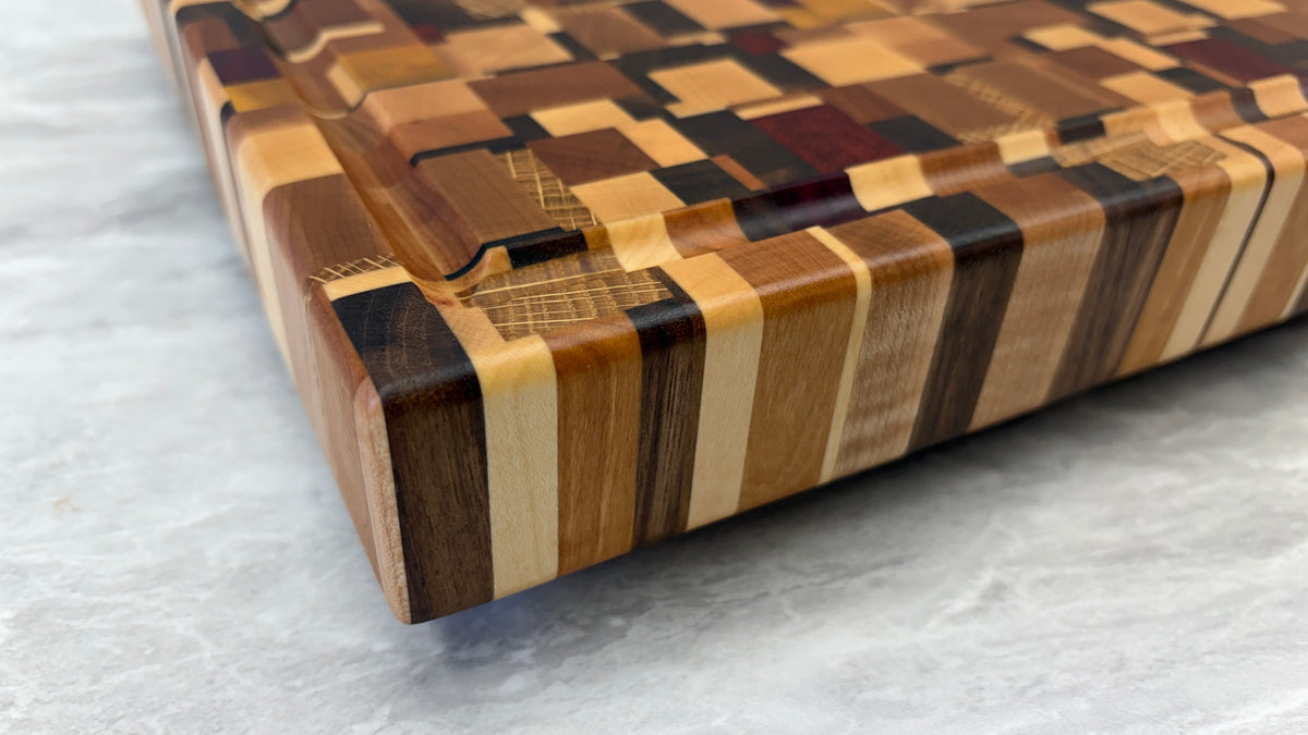 Chaos Pattern End Grain Cutting Board 11-1/2" x 16-1/4" x 1-3/4"
