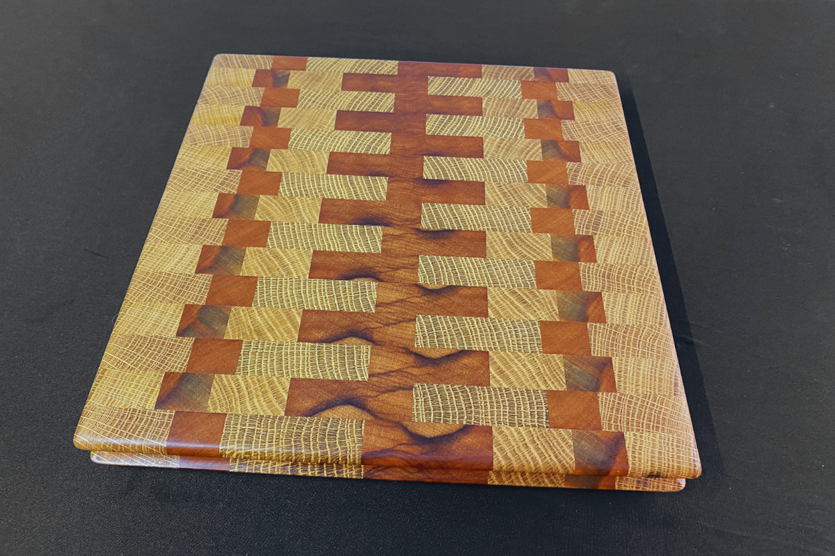 End Grain White Oak & Niove Cutting Board with Non-Slip Feet 12" x 12.5 x 1.25