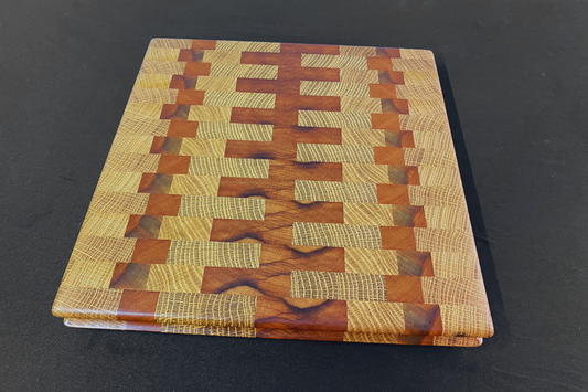 End Grain White Oak & Niove Cutting Board with Non-Slip Feet 12" x 12.5 x 1.25