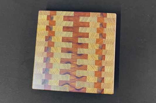 End Grain White Oak & Niove Cutting Board with Non-Slip Feet 12" x 12.5 x 1.25