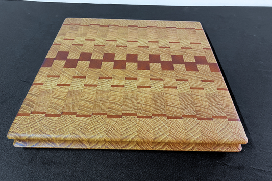 End Grain White Oak & Niove Cutting Board with Non-Slip Feet 12" x 12.5 x 1.25