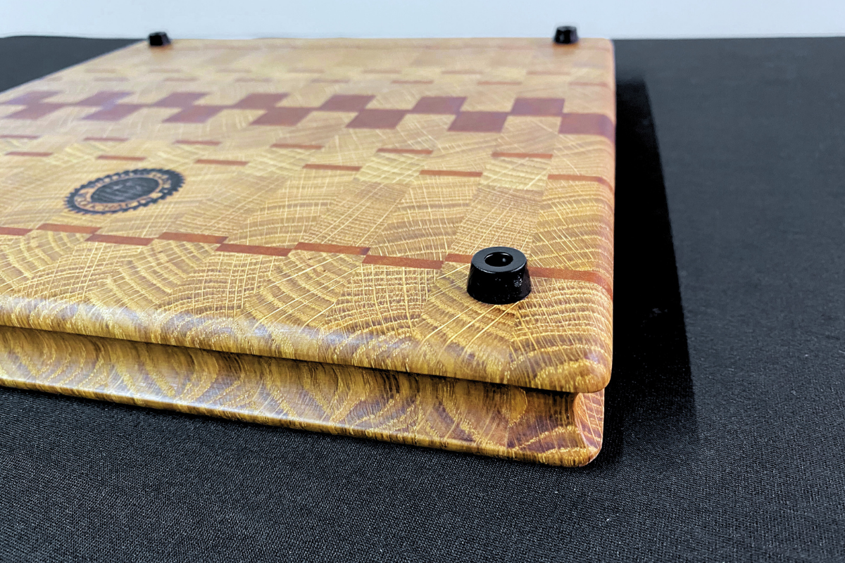 End Grain White Oak & Niove Cutting Board with Non-Slip Feet 12" x 12.5 x 1.25