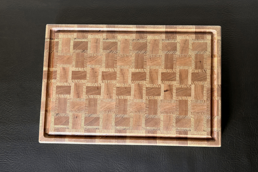 Cherry & White Oak End Grain Basketweave Pattern 11-1/4" x 16-1/2" x 1-1/4"